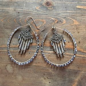 Handmade 16K gold and sterling Iolite Hoops